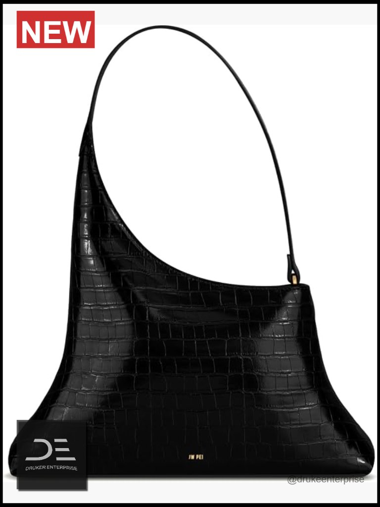 Croc-Embossed Vegan Leather Small Hobo Shoulder Bag